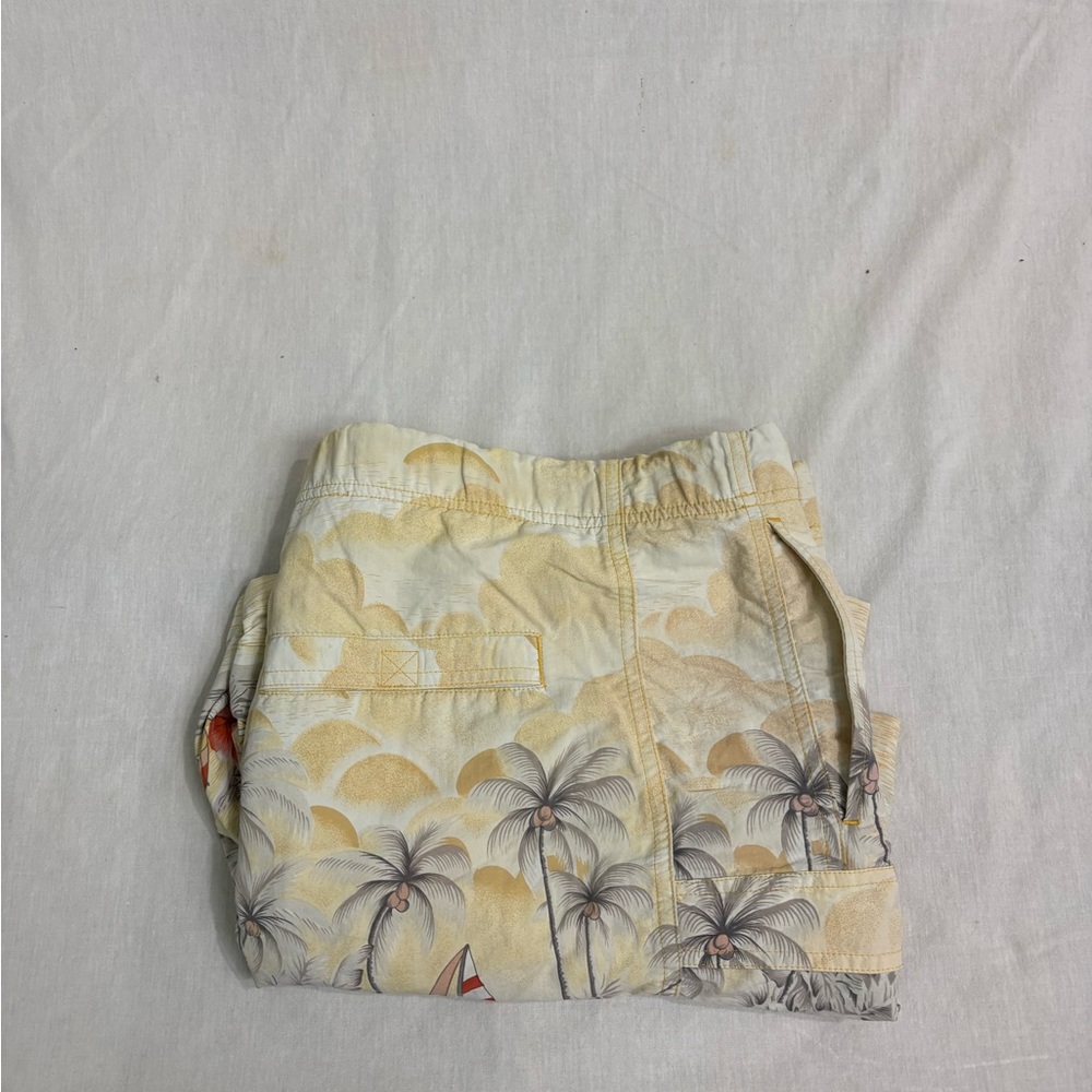 Tommy Bahama Men’s Swim Trunks Lined Shorts Large Hawaiian Print Yellow